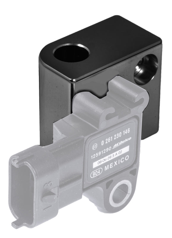 Proflow GM LS Engine MAP Sensor Relocation Block, Suits LS2/LS3 MAP Sensor, w/ 1/8" NPT Port, Black