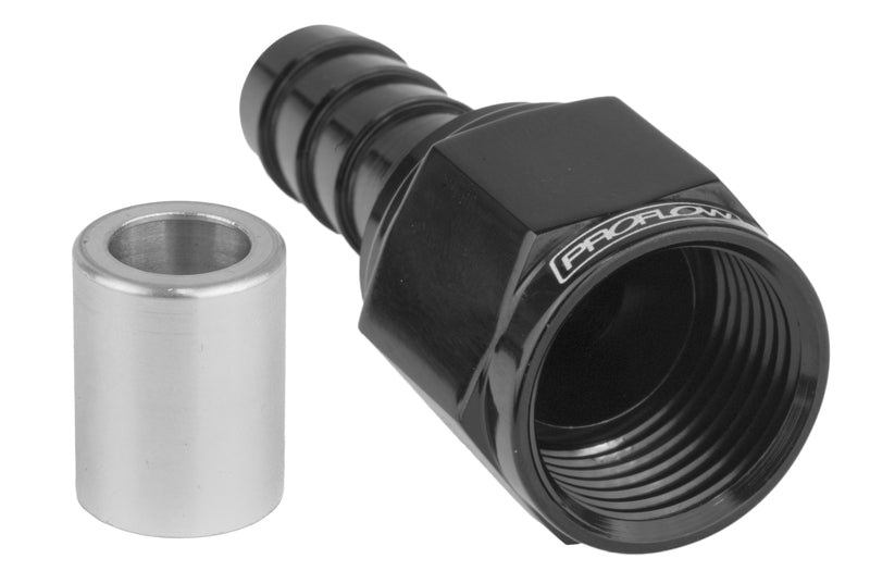 Proflow Crimp Hose End Straight -06AN, Black
