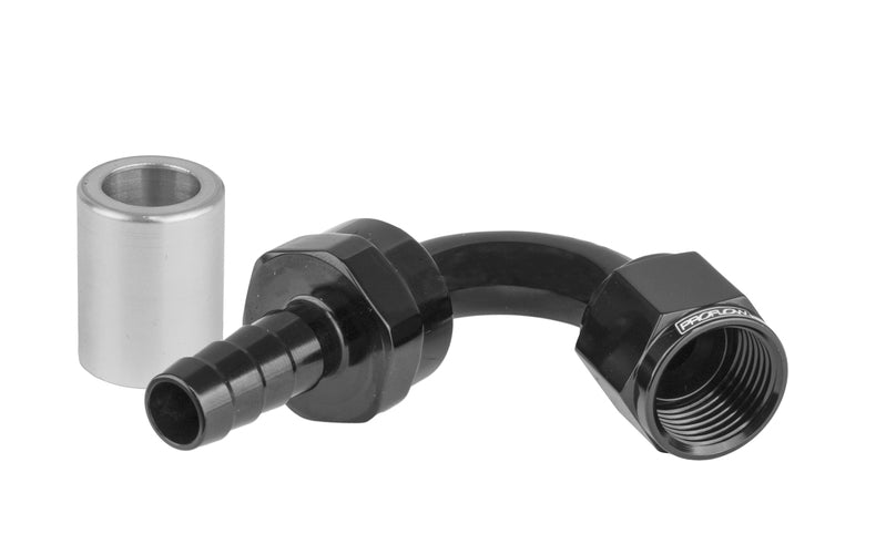 Proflow Crimp Hose End 120 Degree -08AN, Black