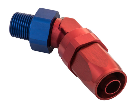 Proflow Fitting, Male Hose End 1/8in. NPT 45 Degree To -06AN Hose, Blue