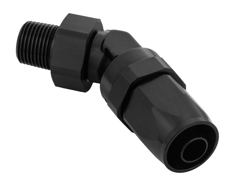 Proflow Fitting, Male Hose End 1/8in. NPT 45 Degree To -06AN Hose, Black