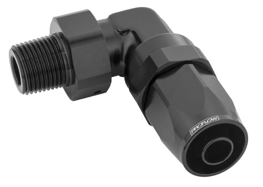 Proflow Fitting, Male Hose End 1/8in. NPT 90 Degree To -06AN Hose, Black