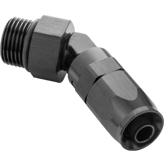 Proflow Fitting, 45 Degree Hose End -06AN Hose To Male -04AN Thread, Black