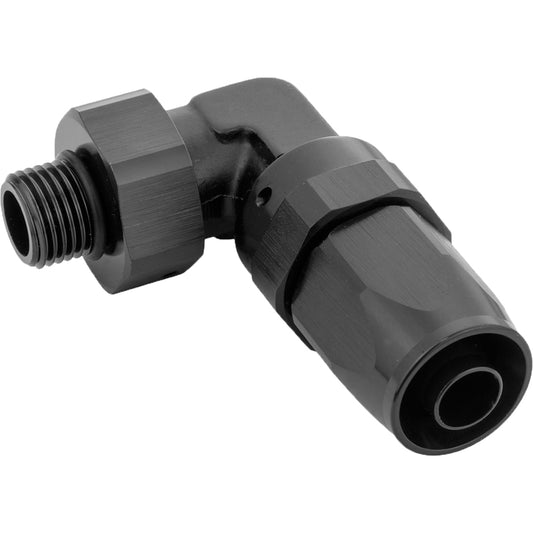 Proflow Fitting, 90 Degree Hose End -12AN Hose To Male -12AN Thread, Black