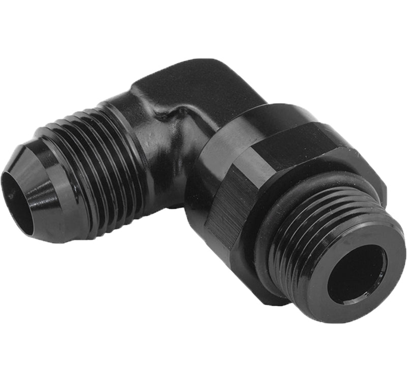 Proflow Adaptor Male -06AN 90 Degree To -04AN Thread Swivel, Black