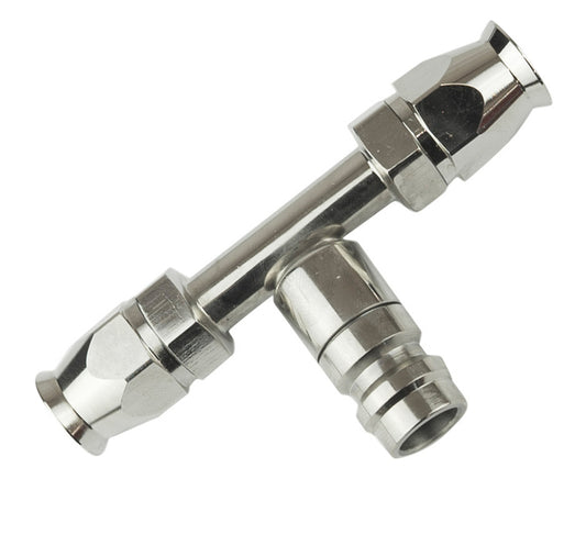 Proflow Hose End Air Conditioning 304 Stainless Straight Inline Charge Port -06, Chrome