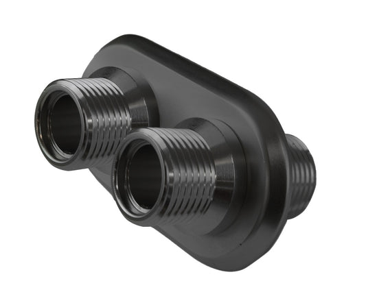 Proflow Firewall Bulkhead Aluminium 2 Port #10, #10 Inline, Black