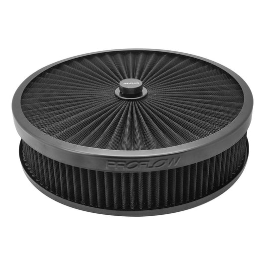 Proflow Air Filter Assembly For Holley EF Sniper Series, Flow Top Round Black, 14'' x 3", Suit 5-1/8in. Neck Recessed Base