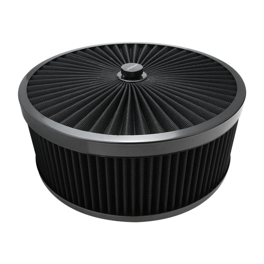 Proflow Air Filter Assembly Flow Top Round Black 14in. x 4in. Suit 5-1/8in. Neck Recessed Base