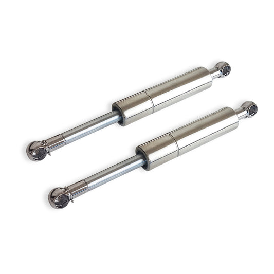 Proflow Replacement Gas Strut, Pair Hood Hinges,  Billet Aluminium, Polished, Stainless Struts,