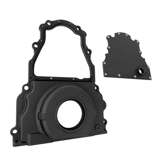 Proflow Timing Cover, 2-Piece, Cast Aluminium, Black powdercoat, With Cam Sensor, Chev, Commodore LS, V8