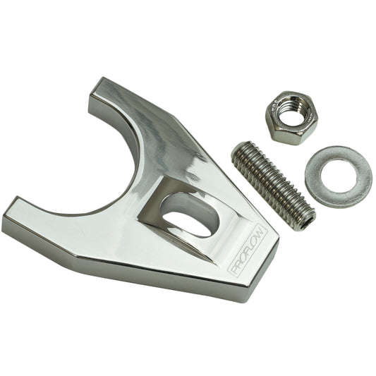 Proflow Distributor Hold-Down Clamp, For Chevrolet SB/BB & Holden V8, Billet Aluminium, Polished, Stud Mount