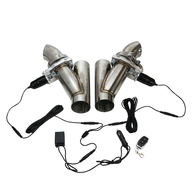 Proflow Dual Exhaust Cutouts, Electric, Aluminium, Bolt On, 2.5 in. Diameter, Stainless Steel Tubing, Kit