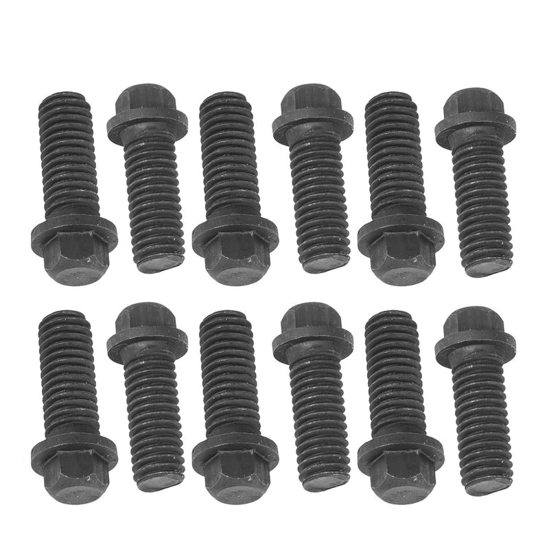 Proflow Header Bolts, Hex Head, M8 x 1.25 mm x 25mm Length, Steel Black Oxide, For Chev/Holden LS Engine, Set of 12