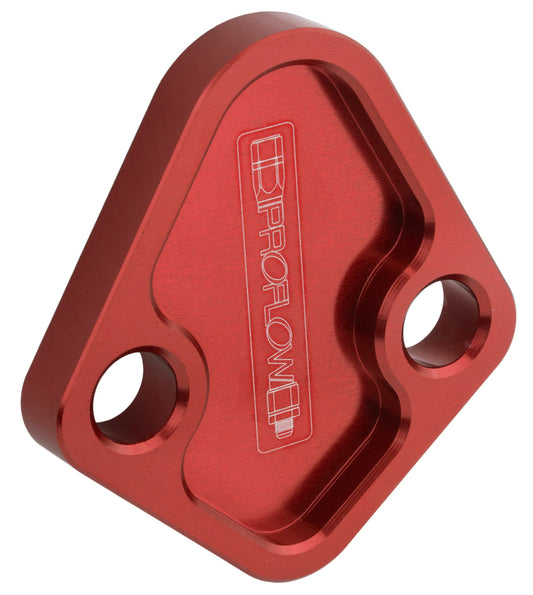 Proflow Fuel Pump Block-Off Plate, Aluminium, Red Anodised, BB Chev, For Ford Windsor, Each