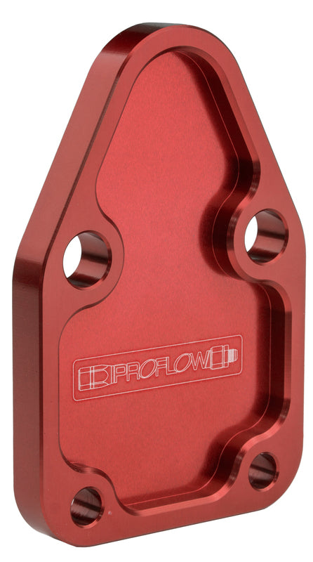 Proflow Fuel Pump Block-Off Plate, Aluminium, Red Anodised, SB For Chevrolet, For Chrysler, Each