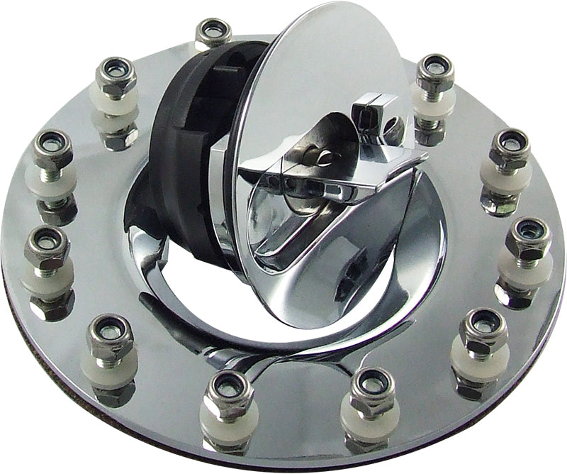 Proflow Fuel Cell Tank Cap, Flush Mount, 12 Bolt, Polished Aluminium Cap, w/Mount Kit, (Series 1)