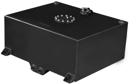 Proflow Fuel Cell, Tank, Sumped, 20Gal (76L), Aluminium, Black 620 x 510 x 260mm, With Sender Two -10 AN Female Outlets