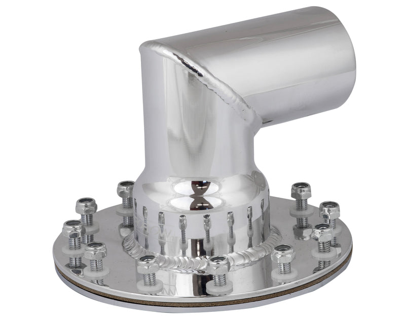 Proflow Fuel Filler Neck Aluminium Polished, 90 Degree, 2 1/2 in. Diameter, 12-Bolt Flange, 4.75'' PCD, Each