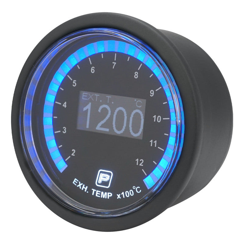 Proflow Pro Series Digital, Electrical Exhaust Gas Temperature Gauge, 52mm, 200-1200°C, w/Sensor, LED Backlight