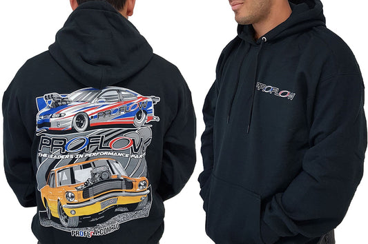 Proflow Car Mural Sweatshirt, Hooded, Cotton/Polyester, Black, Men's XXXX-Large