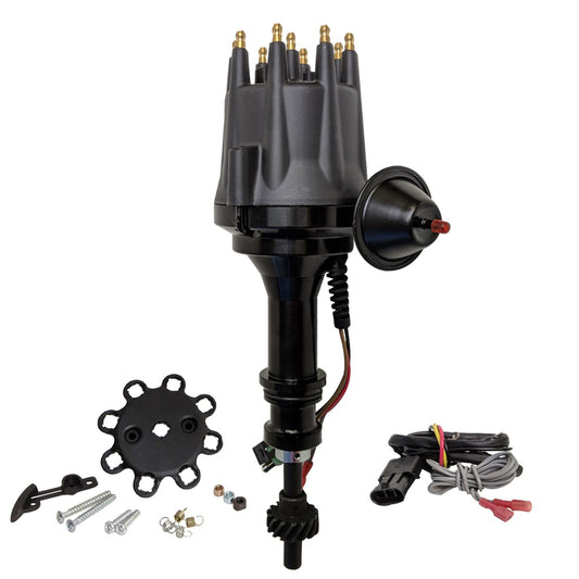 Proflow Distributor, Billet Black Ready-to-Run, Vacuum Advance, For Ford 302 351 Cleveland