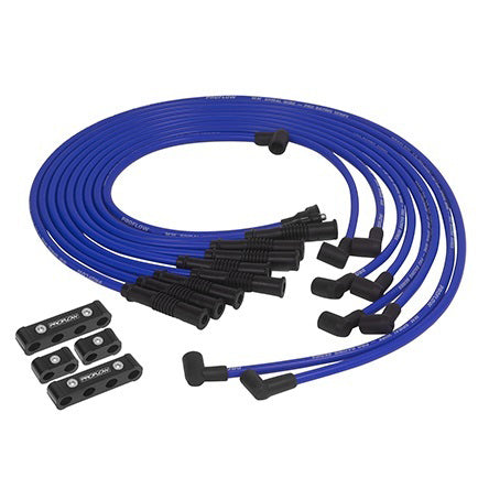 Proflow Spark Plug Pro Lead Wires Set, 8.8mm Spiral Core, Blue Black Boots, Straight Boots, Universal, V8 with Separator Set