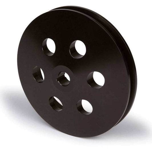 Proflow Pulley, V-Belt Power Steering Early GM, Single Groove, 5.800in Diameter, Suit 5/8 Keyed Shaft, Black Aluminium