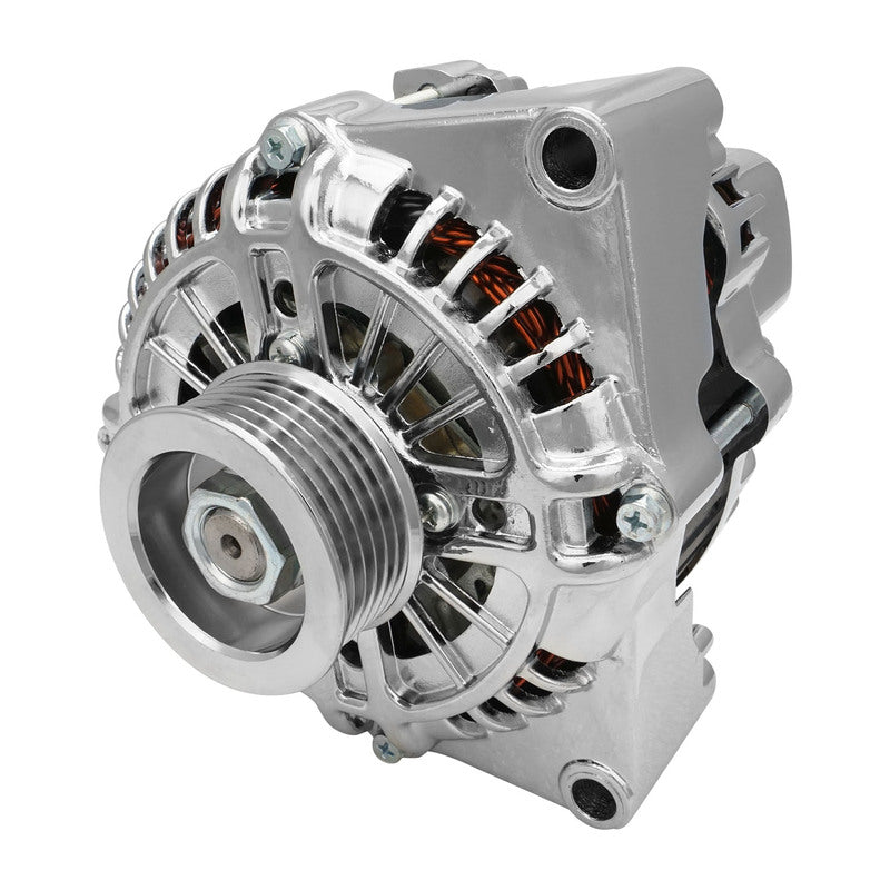 Proflow Alternator Power Spark, 140 Amp, For Holden Commodore LS VT, VX, VY, Internal Regulator, Polished, Serpentine Pulley, Each