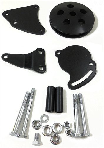 Proflow Power Steering Brackets Mounting kit, Type II Bracket with Pulley Black SB Chev