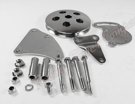 Proflow Power Steering Brackets Mounting kit, Type II Bracket with Pulley Chrome SB Chev