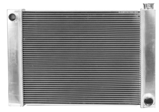 Proflow Radiator, Universal, Fabricated Aluminium Tanks, Natural, 22 in. Wide, 19.00in. High, 2.25 in. Thick, Chev Side Inlet & outlets