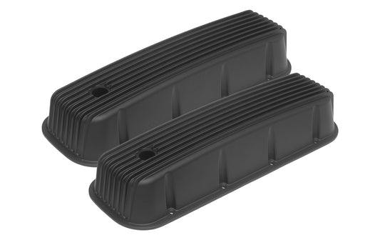 Proflow Valve Covers, Cast Aluminium, Black, Tall, Finned, BB For Chevrolet, Pair