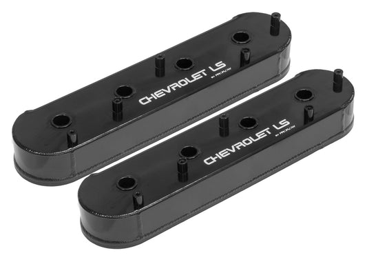 Proflow Valve Covers, LS Aluminium Fabricated, Black, Tall, For Chevrolet LS Logo, Pair