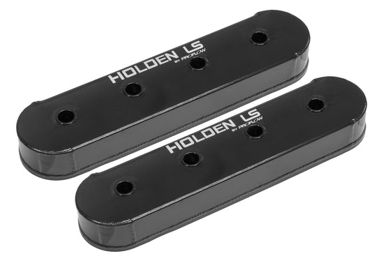 Proflow Valve Covers, LS Aluminium Fabricated, Black, Tall, For Holden LS Logo, No Coil Stands, Pair