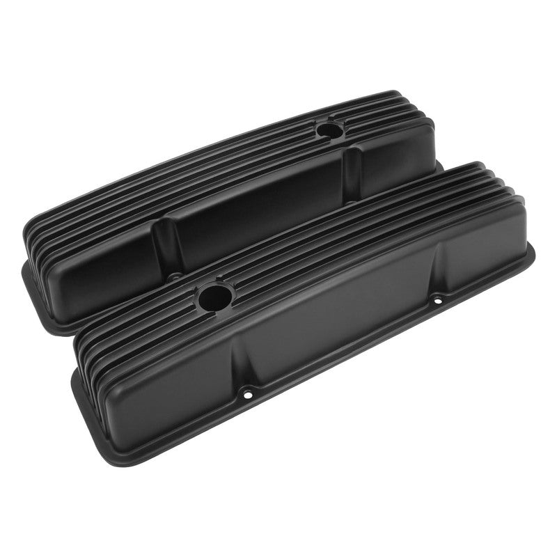 Proflow Valve Covers, Aluminium, Black, Tall, Finned, SB For Chevrolet, Pair