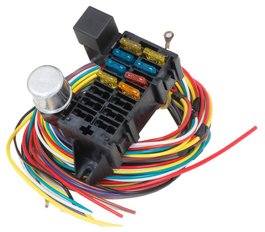 Proflow Wiring Harness, 8-Circuit, Dash Ignition, Fuse Block, Spade Fuse, Universal, Kit