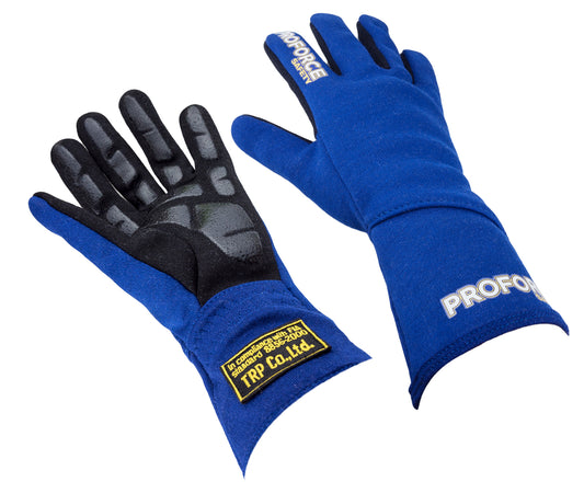 Proforce Driving Gloves, Pro 1 Racing, Double Layer, Nomex, Blue, FIA, Large, Pair