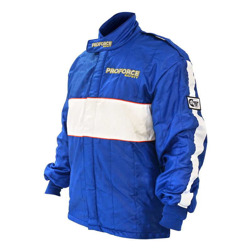 Proforce Pro 2 Driving Suit, SFI 3.2A/5 ,Fire Retardant Racing Suit, Top, Jacket, Two-Piece, Multiple Layer, Pyrovatex, Medium, Blue/White Strip, Each