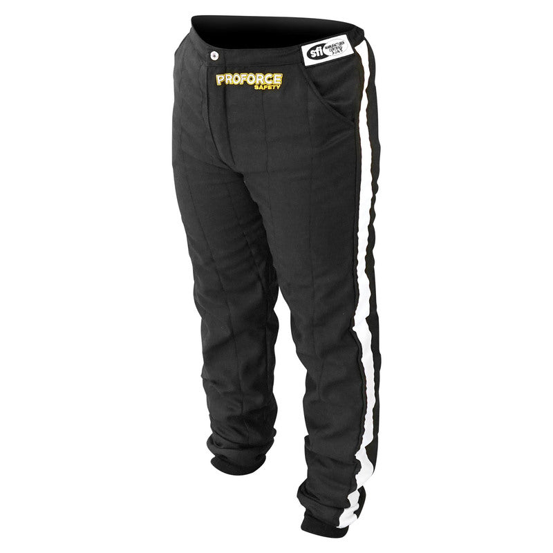 Proforce Pro 2 Driving Suit, SFI 3.2A/5 ,Fire Retardant Racing Suit, Bottom, Pants, Two-Piece, Multiple Layer, Pyrovatex, Large, Black/White Strip, Ea