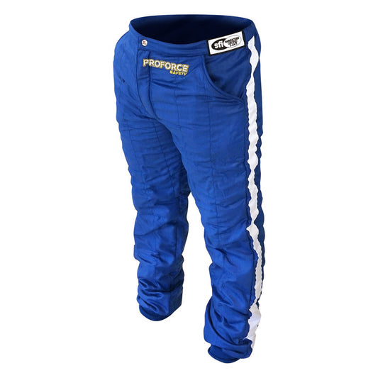 Proforce Pro 2 Driving Suit, SFI 3.2A/5 ,Fire Retardant Racing Suit, Bottom, Pants, Two-Piece, Multiple Layer, Pyrovatex, X Large, Blue/White Strip, E