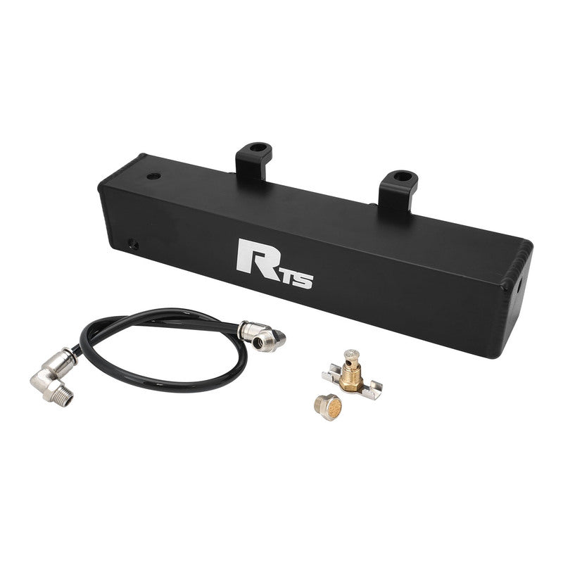 RTS Transmission Overflow Catch Can, TH350 & 4L80E/4L85E, Rectangular, 1.0L Capacity, Aluminium, Black Powdercoated