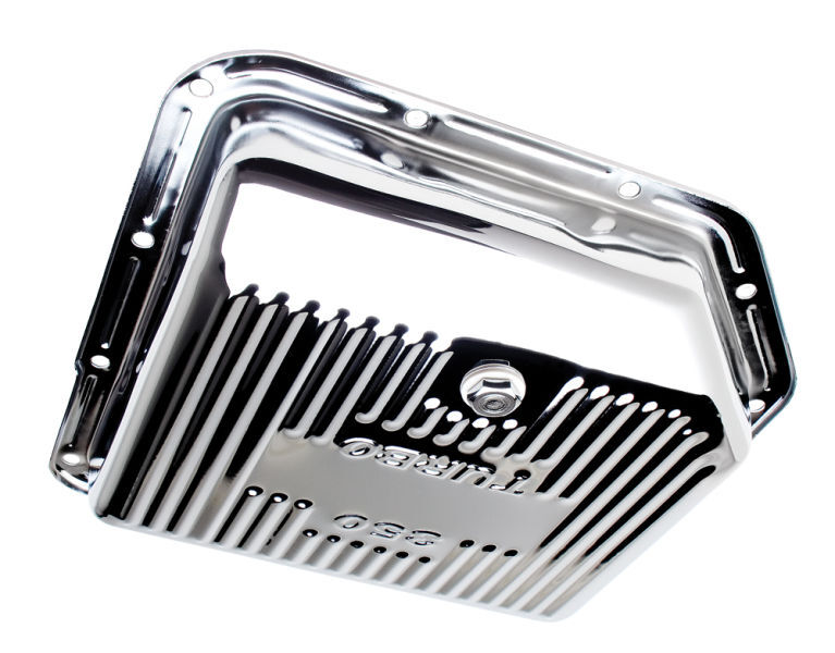 RTS Transmission Pan, Stock Depth, Steel Ribbed, Chrome, GM Chev Holden, TH350, Each