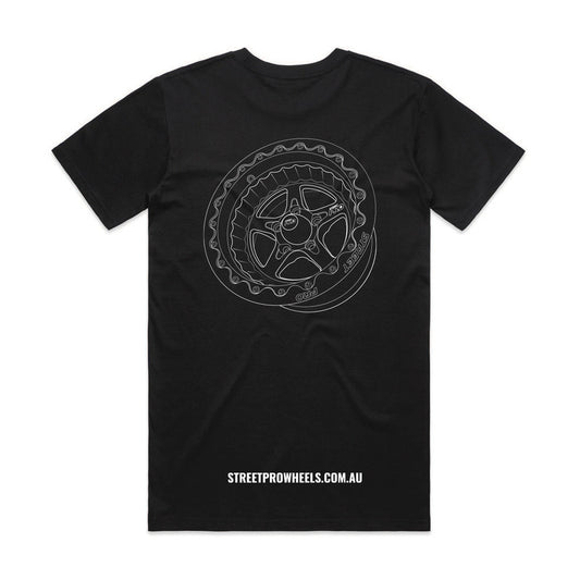 Street Pro Wheels T-Shirt, Black, Cotton, Medium