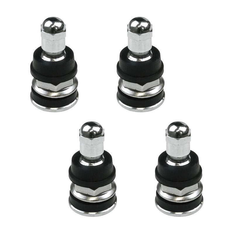 Street Pro Tyre Valve, Short-Style, Suit Large Valve Hole (15mm), Chrome Valve Stem, Bolt-On, Set of 4