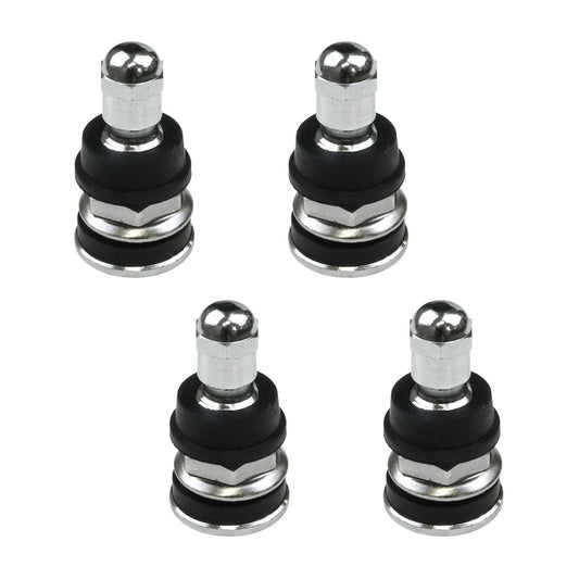 Street Pro Tyre Valve, Short-Style, Suit Large Valve Hole (15mm), Chrome Valve Stem, Bolt-On, Set of 4