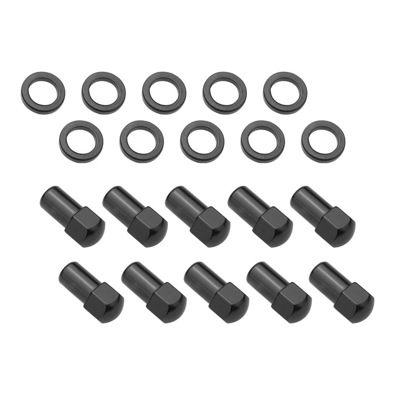 Wheel Lug Nut Kit Black, Street Pro 007 Dome head, length 1.70, 7/16, 1.00 inch shank, Set of 10