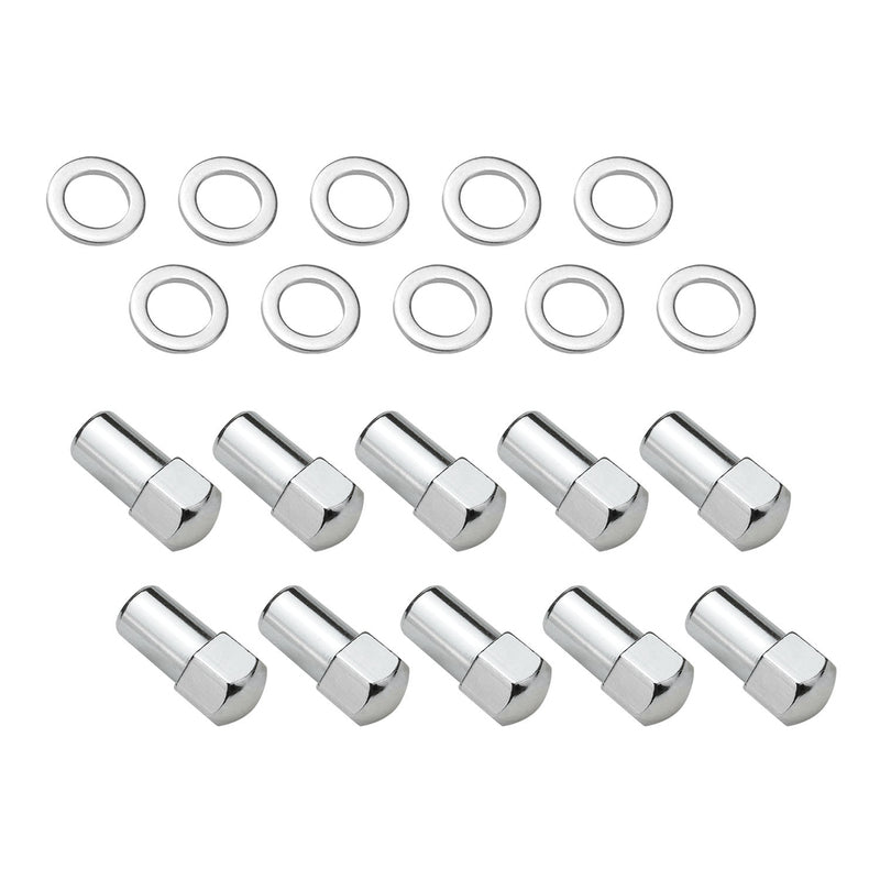 Wheel Lug Nut Kit Chrome, Street Pro 007 Dome head, length 1.70, 7/16, 1.00 inch shank, Set of 10