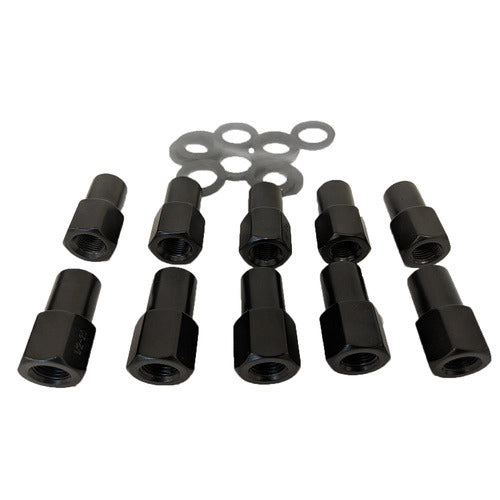 Wheel Lug Nut Kit, Black 002 Streetpro Open End Mag, Length 1.46, 1/2,  .700 shank, Set of 10