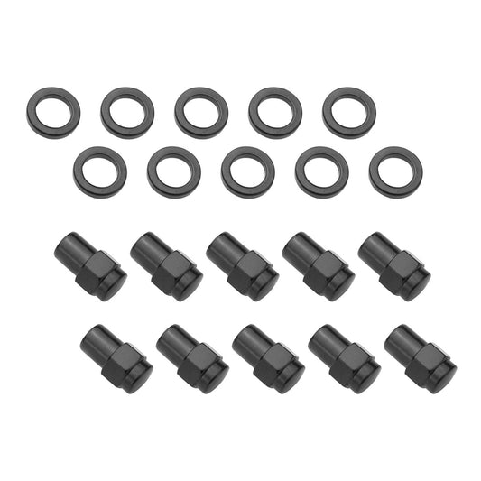 Wheel Lug Nut Kit, Black 002 Streetpro Mag, Length 1.56, 7/16,  .700 shank, Set of 10